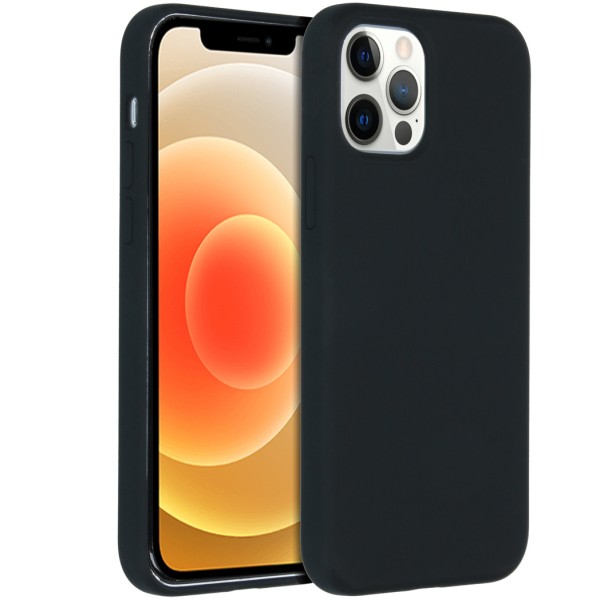 iPhone hoes Liquid Silicone Backcover iPhone 12 Pro Max - Zwart