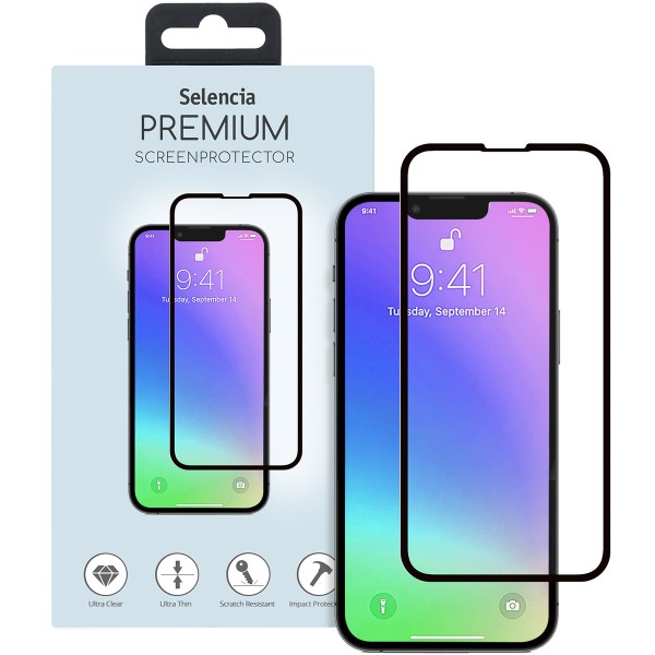 Selencia Gehard Glas Premium Screenprotector iPhone 13 Mini - Zwart
