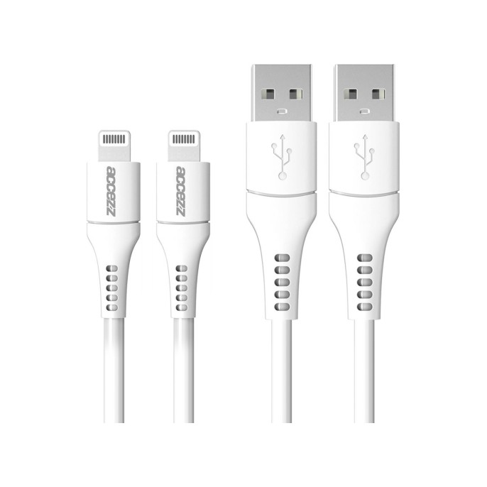 Accezz 2 pack lightning naar usb kabel - mfi certificering - 2 meter - wit Accezz 2 pack lightning naar usb kabel - mfi certificering - 2 meter - wit