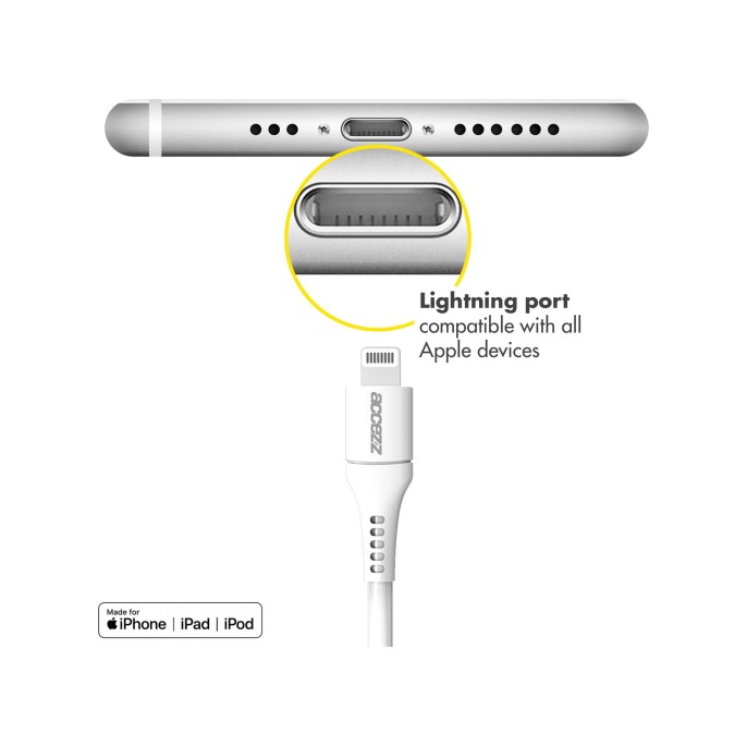 Accezz 2 pack lightning naar usb kabel - mfi certificering - 2 meter - wit Accezz 2 pack lightning naar usb kabel - mfi certificering - 2 meter - wit