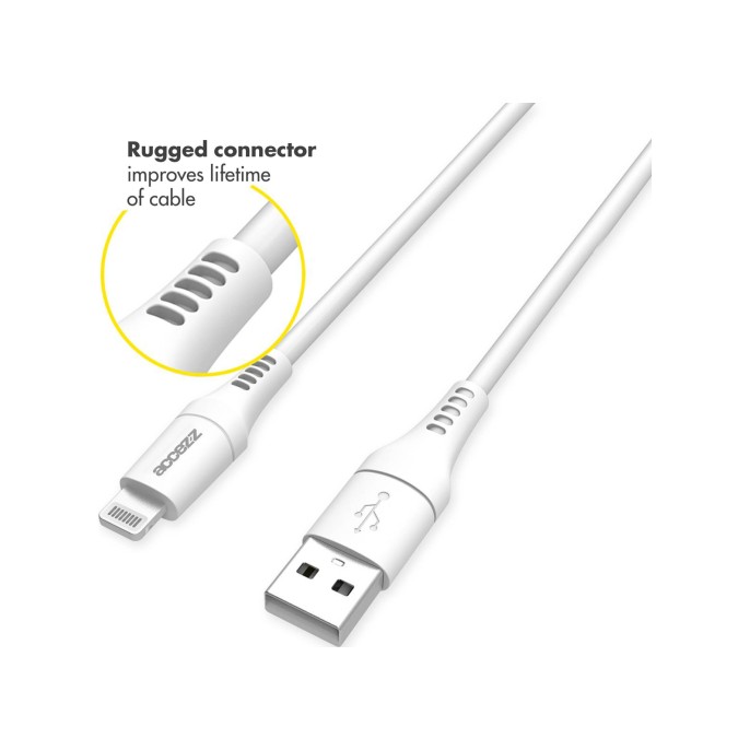 Accezz 2 pack lightning naar usb kabel - mfi certificering - 2 meter - wit Accezz 2 pack lightning naar usb kabel - mfi certificering - 2 meter - wit