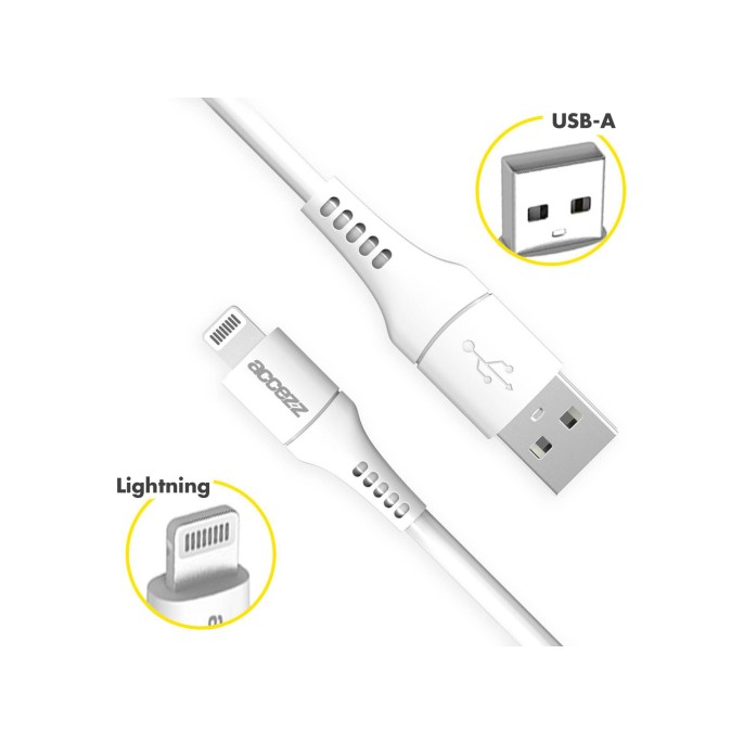 Accezz 2 pack lightning naar usb kabel - mfi certificering - 2 meter - wit Accezz 2 pack lightning naar usb kabel - mfi certificering - 2 meter - wit