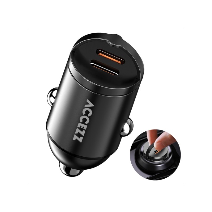 Accezz autolader | snellader met 2 poorten - 2x usb-c 65 watt Accezz autolader | snellader met 2 poorten - 2x usb-c 65 watt