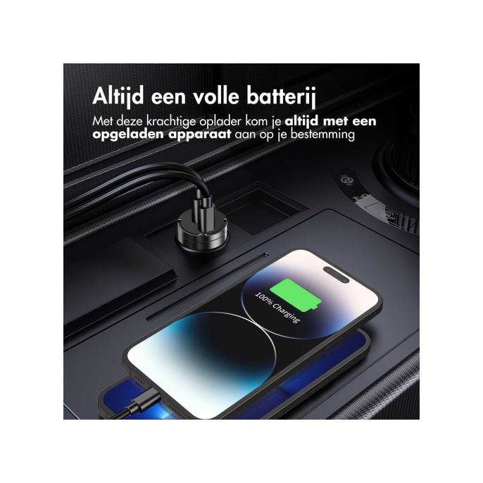 Accezz autolader | snellader met 2 poorten - 2x usb-c 65 watt Accezz autolader | snellader met 2 poorten - 2x usb-c 65 watt