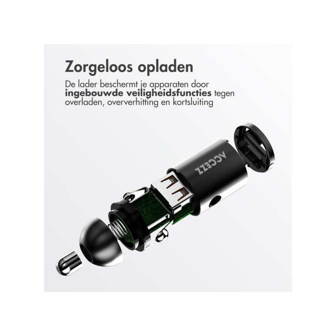 Accezz autolader | snellader met 2 poorten - usb-a 30 watt + usb-c 65 watt - zwart Accezz autolader | snellader met 2 poorten - usb-a 30 watt + usb-c 65 watt - zwart