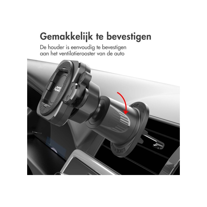 Accezz easylock telefoonhouder auto - ventilatierooster - universeel - 360 graden draaibaar - zwart Accezz easylock telefoonhouder auto - ventilatierooster - universeel - 360 graden draaibaar - zwart