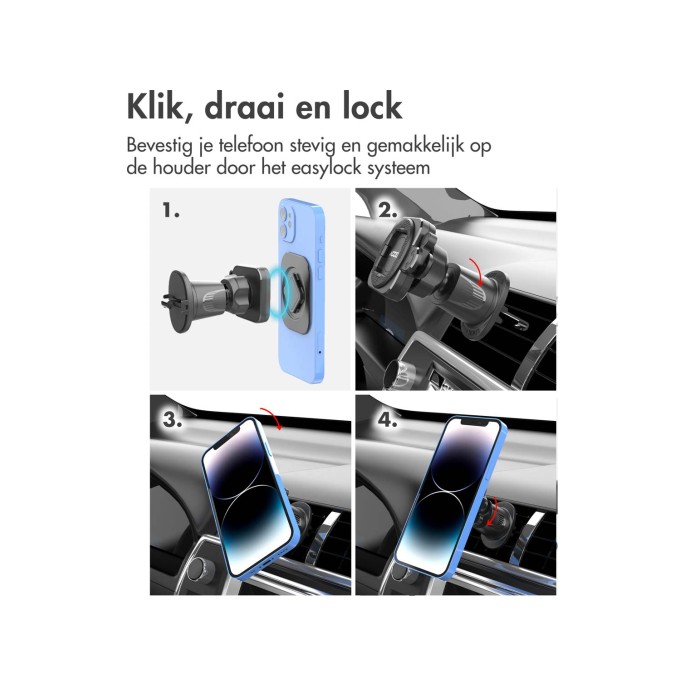 Accezz easylock telefoonhouder auto - ventilatierooster - universeel - 360 graden draaibaar - zwart Accezz easylock telefoonhouder auto - ventilatierooster - universeel - 360 graden draaibaar - zwart
