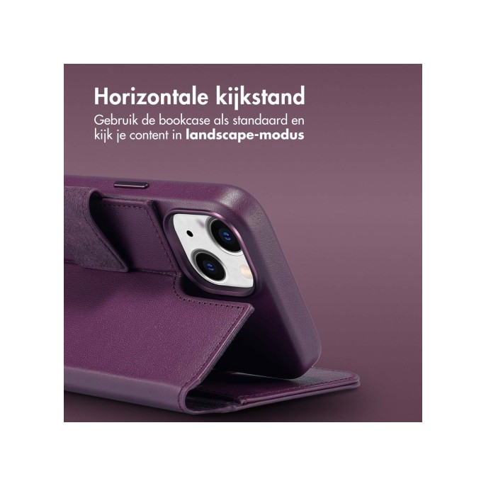 Accezz leather bookcase 2-in-1 met magsafe apple iphone 14 - heath purple Accezz leather bookcase 2-in-1 met magsafe apple iphone 14 - heath purple