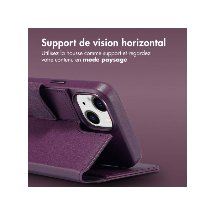 Accezz leather bookcase 2-in-1 met magsafe apple iphone 14 - heath purple Accezz leather bookcase 2-in-1 met magsafe apple iphone 14 - heath purple