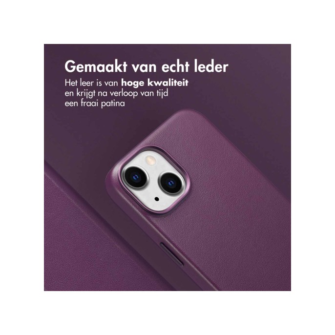 Accezz leather bookcase 2-in-1 met magsafe apple iphone 14 - heath purple Accezz leather bookcase 2-in-1 met magsafe apple iphone 14 - heath purple