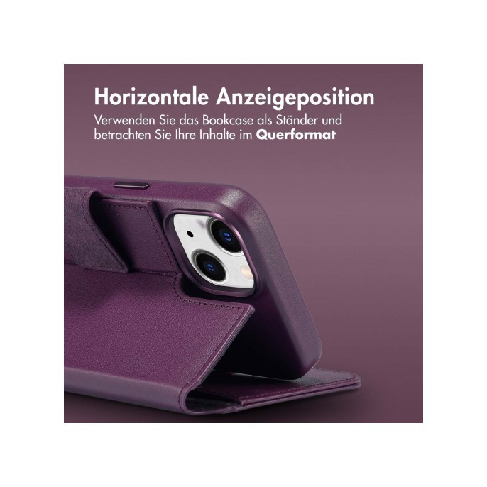 Accezz leather bookcase 2-in-1 met magsafe apple iphone 14 - heath purple Accezz leather bookcase 2-in-1 met magsafe apple iphone 14 - heath purple