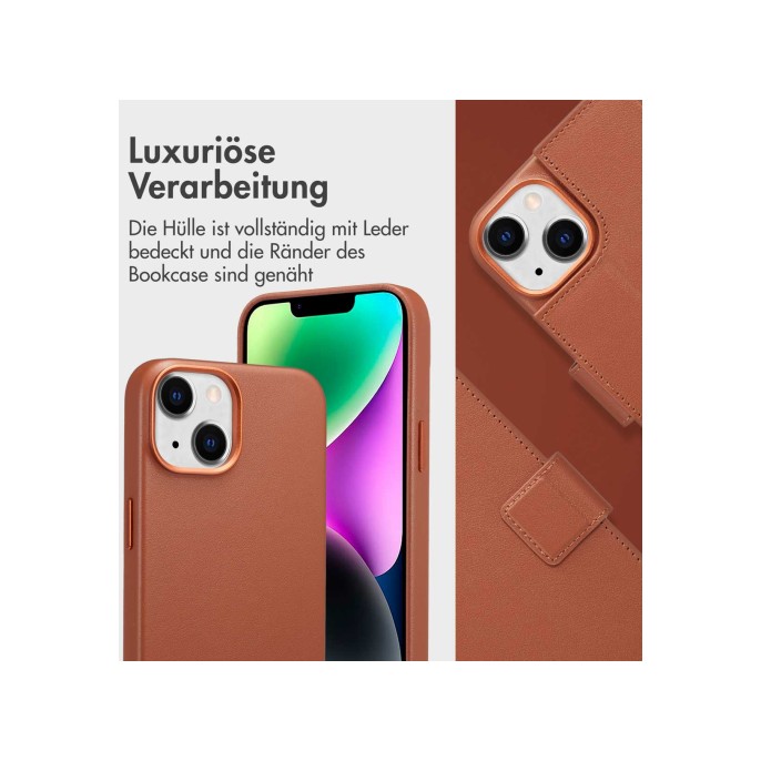 Accezz leather bookcase 2-in-1 met magsafe apple iphone 14 - sienna brown Accezz leather bookcase 2-in-1 met magsafe apple iphone 14 - sienna brown
