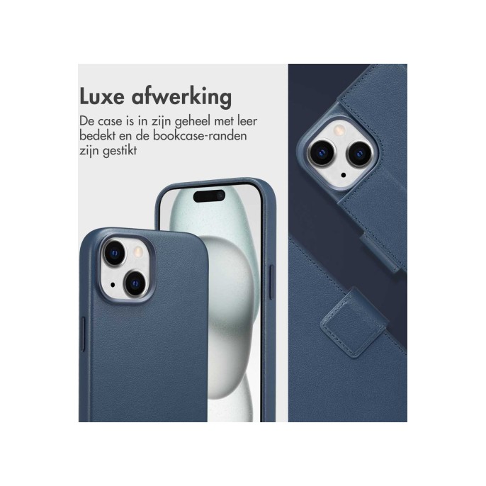 Accezz leather bookcase 2-in-1 met magsafe apple iphone 15 - nightfall blue Accezz leather bookcase 2-in-1 met magsafe apple iphone 15 - nightfall blue