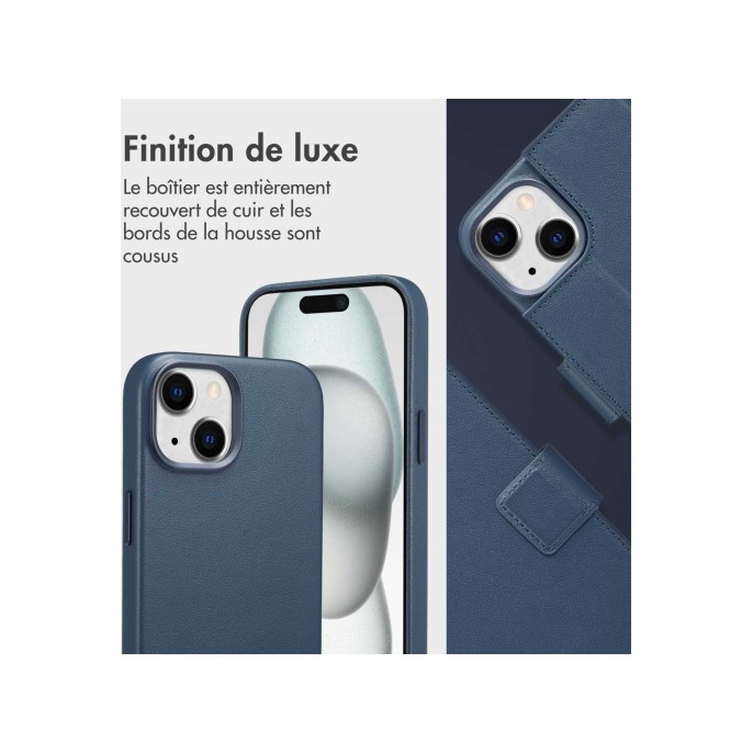 Accezz leather bookcase 2-in-1 met magsafe apple iphone 15 - nightfall blue Accezz leather bookcase 2-in-1 met magsafe apple iphone 15 - nightfall blue