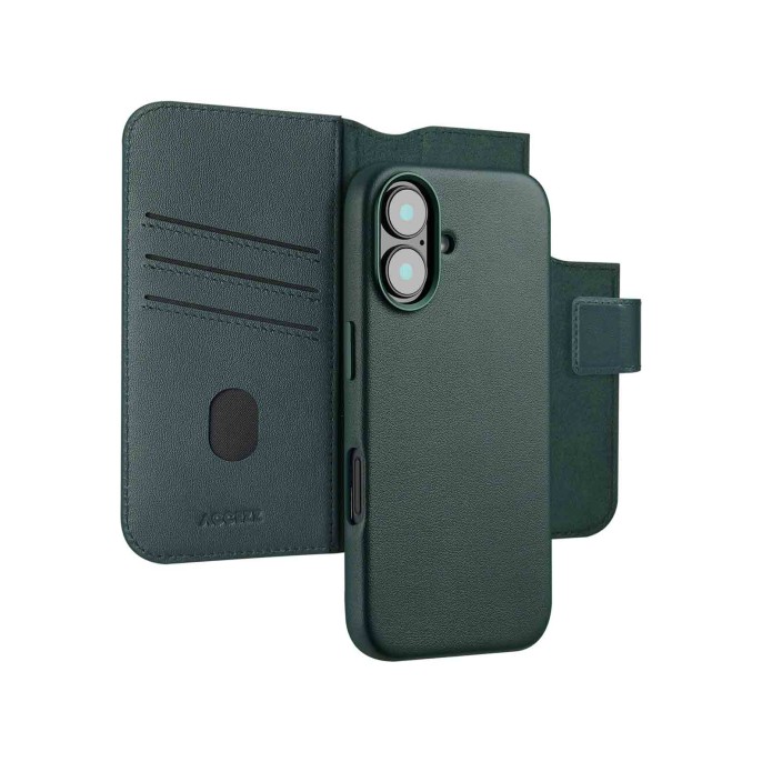 Accezz leather bookcase 2-in-1 met magsafe apple iphone 16 - cedar green Accezz leather bookcase 2-in-1 met magsafe apple iphone 16 - cedar green