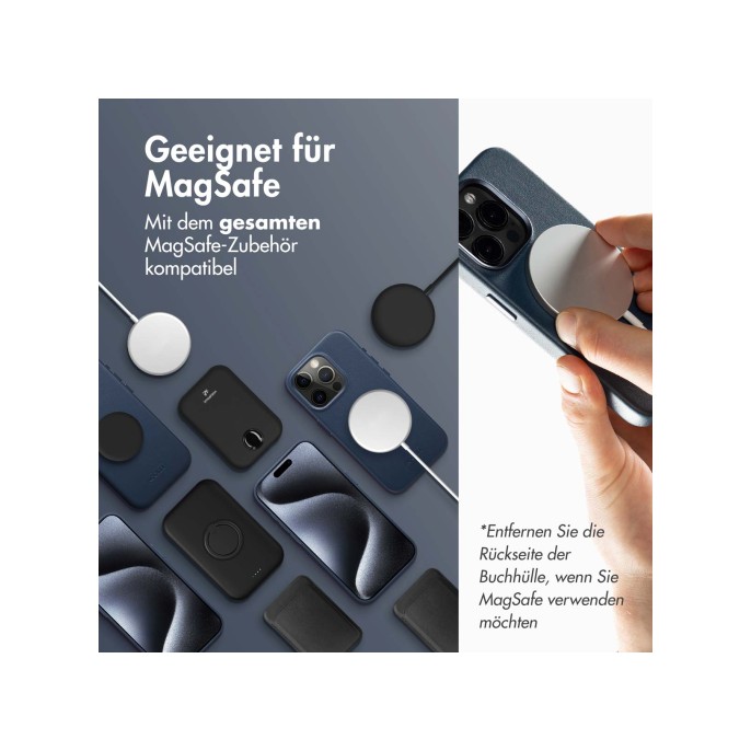 Accezz leather bookcase 2-in-1 met magsafe apple iphone 16 - nightfall blue Accezz leather bookcase 2-in-1 met magsafe apple iphone 16 - nightfall blue