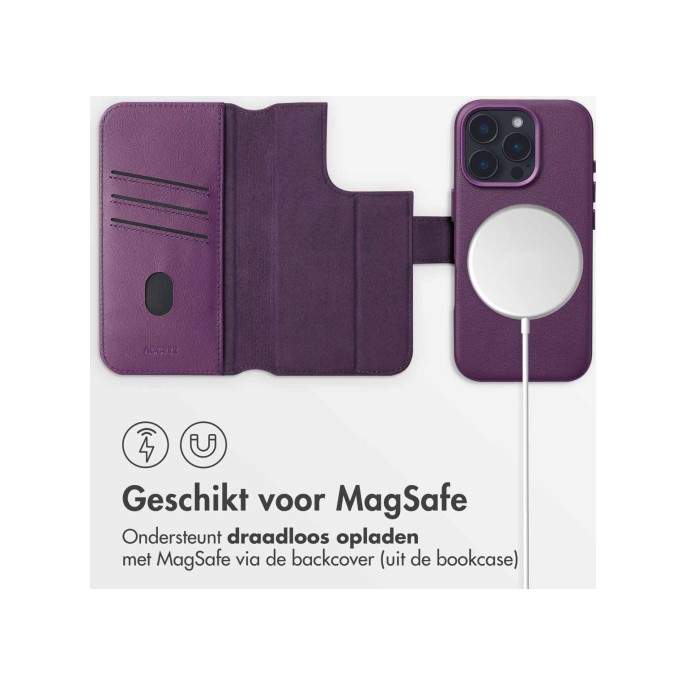 Accezz leather bookcase 2-in-1 met magsafe apple iphone 16 pro - heath purple Accezz leather bookcase 2-in-1 met magsafe apple iphone 16 pro - heath purple