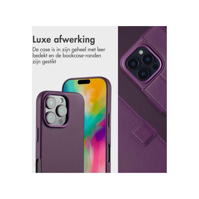 Accezz leather bookcase 2-in-1 met magsafe apple iphone 16 pro - heath purple Accezz leather bookcase 2-in-1 met magsafe apple iphone 16 pro - heath purple