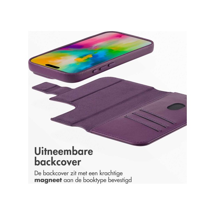 Accezz leather bookcase 2-in-1 met magsafe apple iphone 16 pro - heath purple Accezz leather bookcase 2-in-1 met magsafe apple iphone 16 pro - heath purple