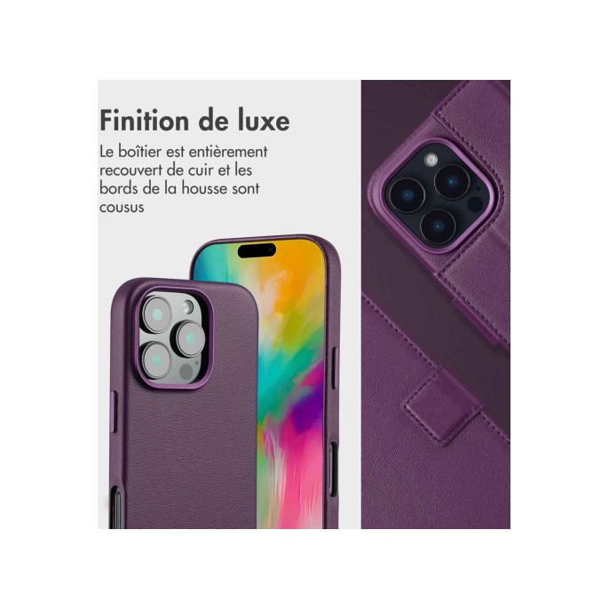Accezz leather bookcase 2-in-1 met magsafe apple iphone 16 pro - heath purple Accezz leather bookcase 2-in-1 met magsafe apple iphone 16 pro - heath purple
