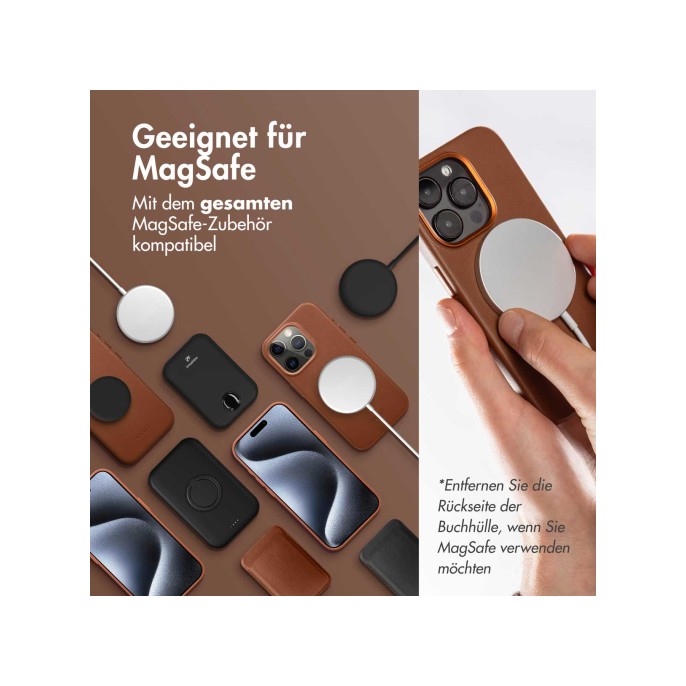 Accezz leather bookcase 2-in-1 met magsafe iphone 16 pro max - sienna brown Accezz leather bookcase 2-in-1 met magsafe iphone 16 pro max - sienna brown