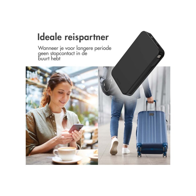 Accezz powerbank 10.000 mah met geïntegreerde kabels - zwart Accezz powerbank 10.000 mah met geïntegreerde kabels - zwart