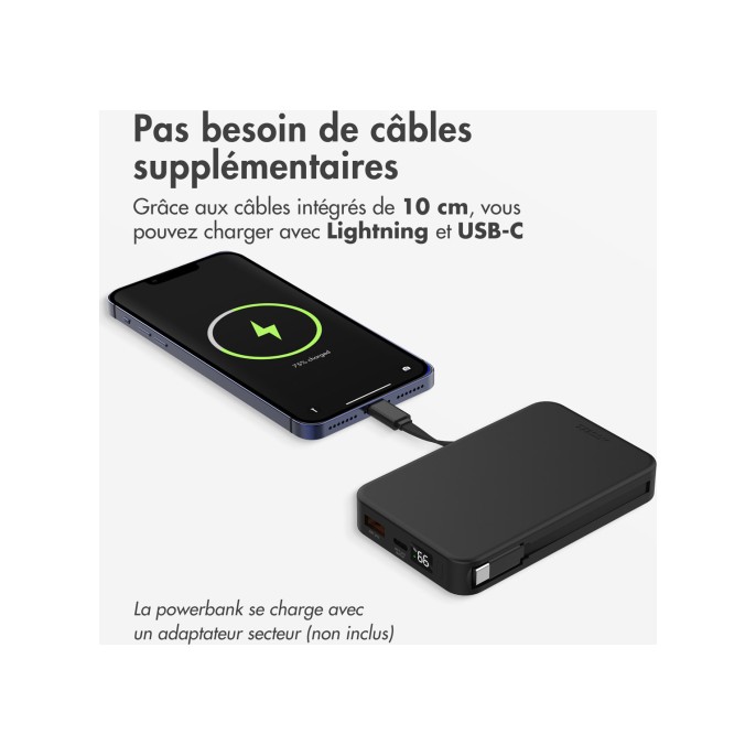 Accezz powerbank 10.000 mah met geïntegreerde kabels - zwart Accezz powerbank 10.000 mah met geïntegreerde kabels - zwart