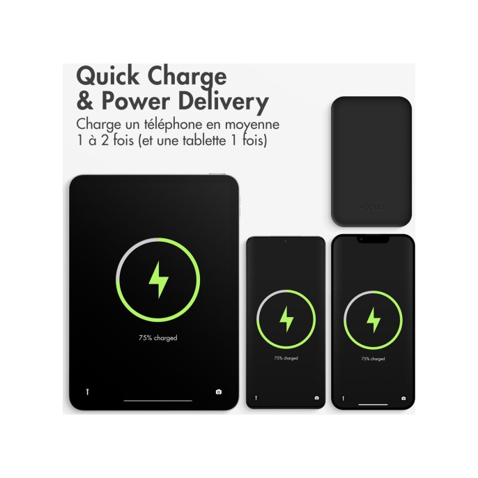 Accezz powerbank 10.000 mah met geïntegreerde kabels - zwart Accezz powerbank 10.000 mah met geïntegreerde kabels - zwart