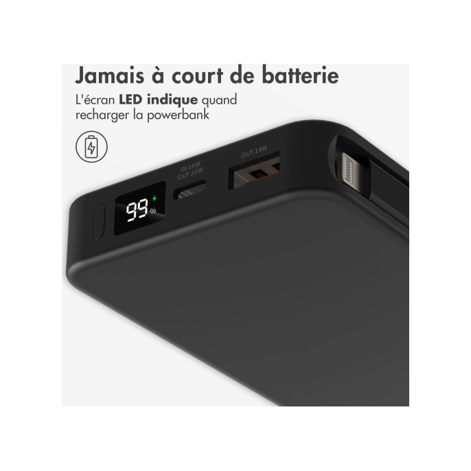 Accezz powerbank 10.000 mah met geïntegreerde kabels - zwart Accezz powerbank 10.000 mah met geïntegreerde kabels - zwart
