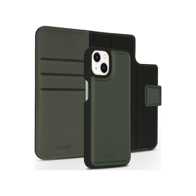 Accezz premium leather 2 in 1 wallet bookcase apple iphone 13 mini - groen Accezz premium leather 2 in 1 wallet bookcase apple iphone 13 mini - groen