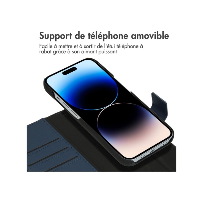 Accezz premium leather 2 in 1 wallet bookcase iphone 14 pro - donkerblauw Accezz premium leather 2 in 1 wallet bookcase iphone 14 pro - donkerblauw