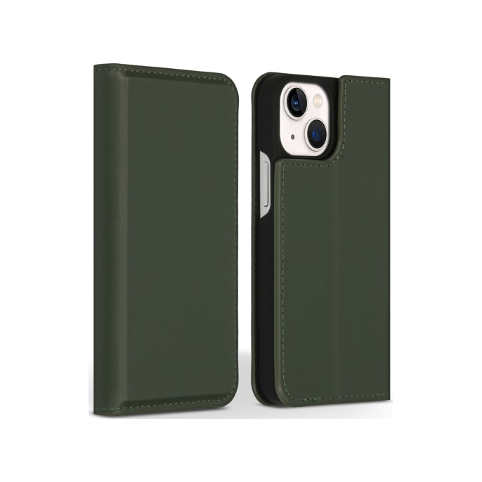 Accezz premium leather slim bookcase iphone 13 mini - groen Accezz premium leather slim bookcase iphone 13 mini - groen