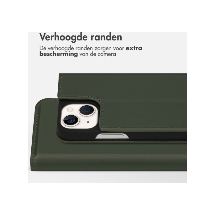 Accezz premium leather slim bookcase iphone 13 mini - groen Accezz premium leather slim bookcase iphone 13 mini - groen