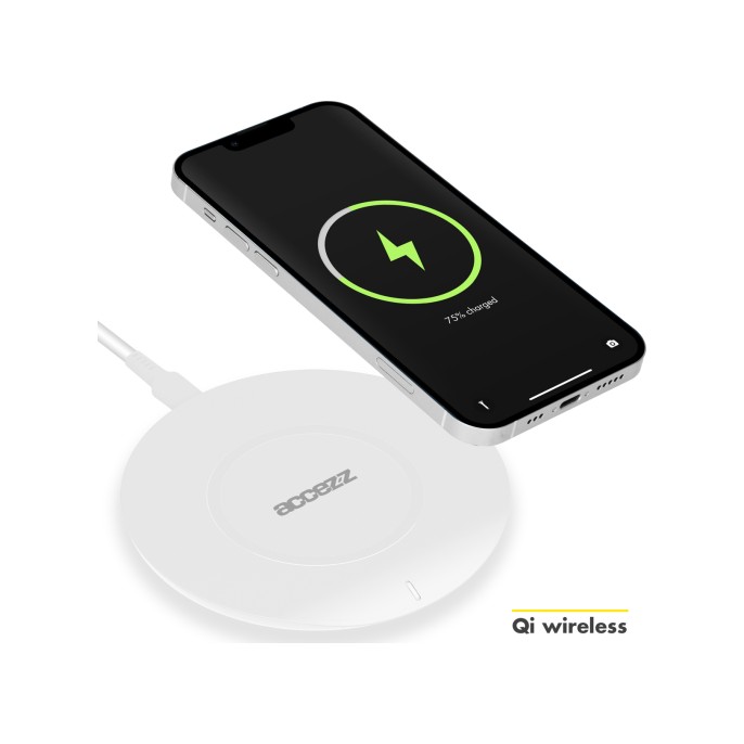 Accezz qi soft touch wireless charger - draadloze oplader - 10 watt - wit Accezz qi soft touch wireless charger - draadloze oplader - 10 watt - wit