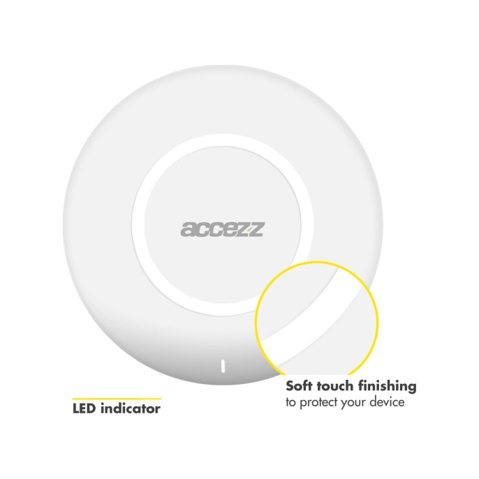 Accezz qi soft touch wireless charger - draadloze oplader - 10 watt - wit Accezz qi soft touch wireless charger - draadloze oplader - 10 watt - wit