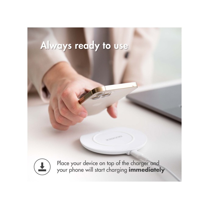 Accezz qi soft touch wireless charger - draadloze oplader - 10 watt - wit Accezz qi soft touch wireless charger - draadloze oplader - 10 watt - wit