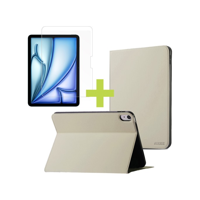 Accezz tablet hoes geschikt voor ipad 11 (2025) 11 inch / ipad 10 (2022) 10.9 inch 10e generatie & screenprotector gehard glas - classic tablet case - greige Accezz tablet hoes geschikt voor ipad 11 (2025) 11 inch / ipad 10 (2022) 10.9 inch 10e generatie & screenprotector gehard glas - classic tablet case - greige