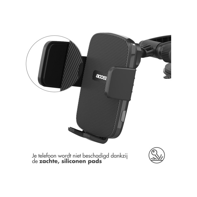 Accezz telefoonhouder auto - draadloze oplader - dashboard en voorruit - zwart Accezz telefoonhouder auto - draadloze oplader - dashboard en voorruit - zwart