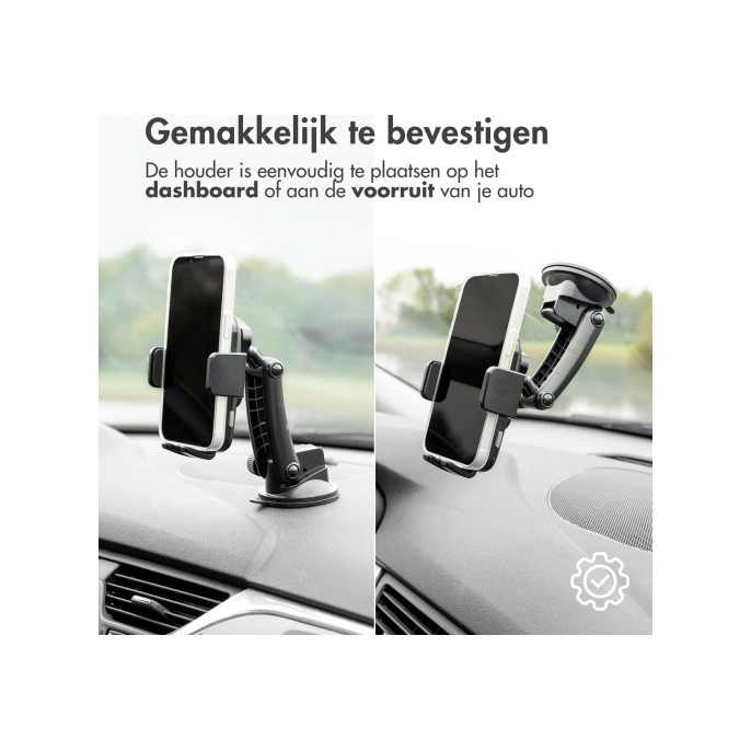 Accezz telefoonhouder auto - draadloze oplader - dashboard en voorruit - zwart Accezz telefoonhouder auto - draadloze oplader - dashboard en voorruit - zwart