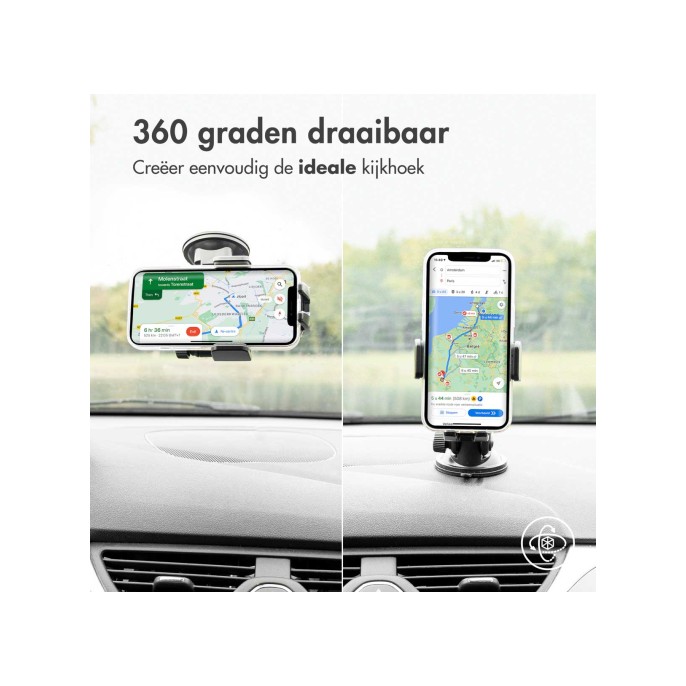 Accezz telefoonhouder auto - draadloze oplader - dashboard en voorruit - zwart Accezz telefoonhouder auto - draadloze oplader - dashboard en voorruit - zwart