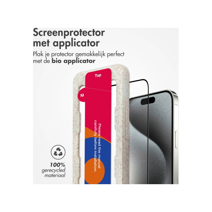 Accezz triple strong full cover glas screenprotector met applicator apple iphone 15 pro max - transparant Accezz triple strong full cover glas screenprotector met applicator apple iphone 15 pro max - transparant