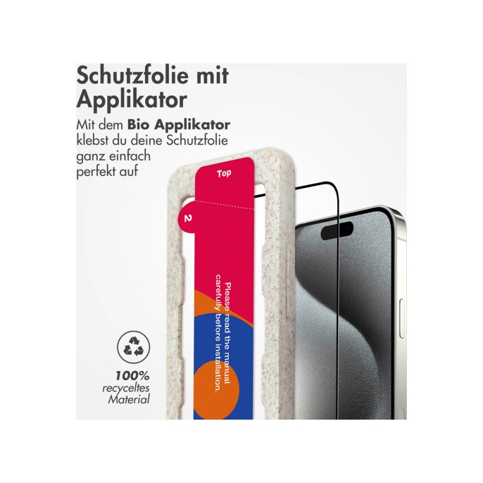 Accezz triple strong full cover glas screenprotector met applicator apple iphone 15 pro max - transparant Accezz triple strong full cover glas screenprotector met applicator apple iphone 15 pro max - transparant