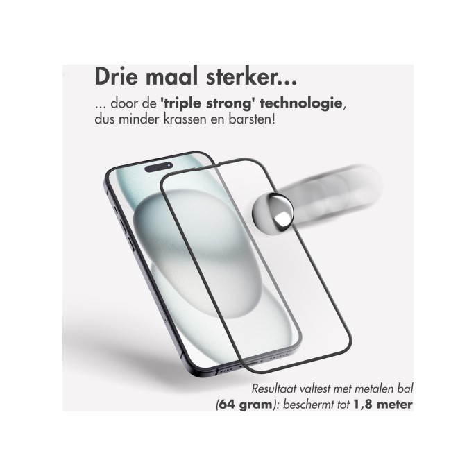 Accezz triple strong full cover glas screenprotector met applicator apple iphone 15 pro max - transparant Accezz triple strong full cover glas screenprotector met applicator apple iphone 15 pro max - transparant