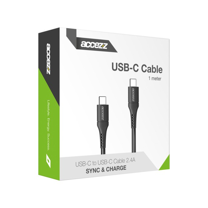 Accezz usb-c naar usb-c kabel - 1 meter - wit Accezz usb-c naar usb-c kabel - 1 meter - wit