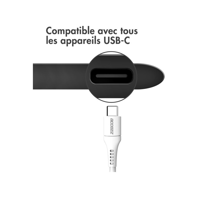 Accezz usb-c naar usb-c kabel - 1 meter - wit Accezz usb-c naar usb-c kabel - 1 meter - wit