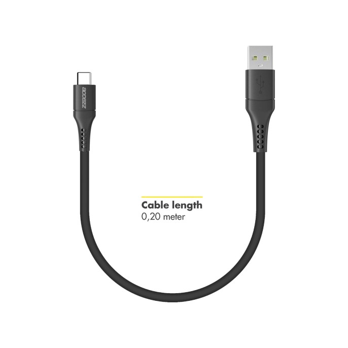 Accezz usb-c naar usb kabel - 0,2 meter - zwart Accezz usb-c naar usb kabel - 0,2 meter - zwart