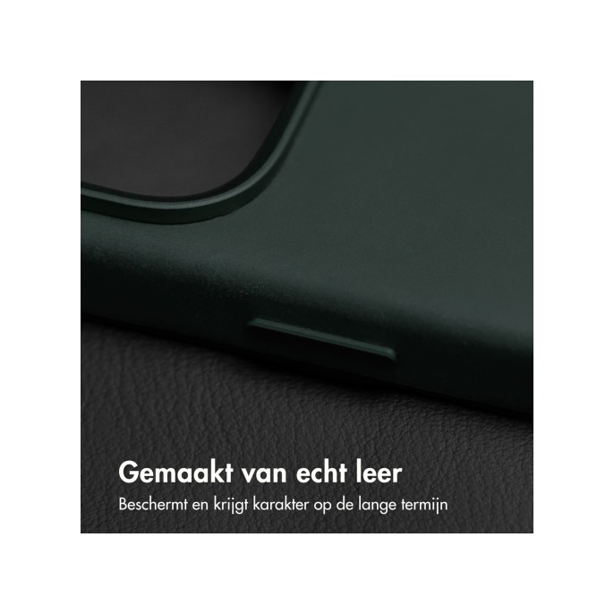 Accezz vintage leather magsafe backcover apple iphone 16 pro - smokey green Accezz vintage leather magsafe backcover apple iphone 16 pro - smokey green
