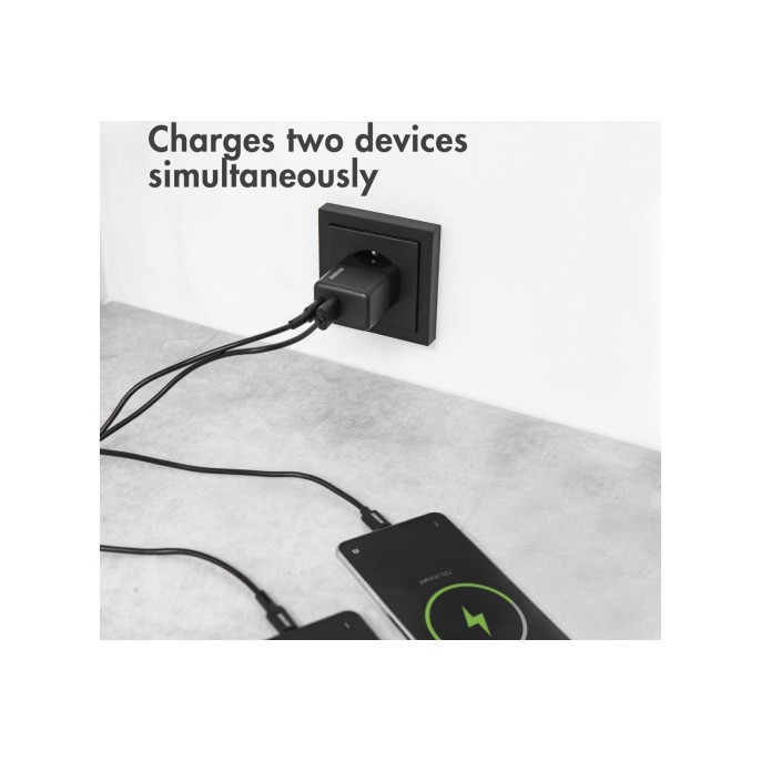 Accezz wall charger met usb-c naar usb kabel - oplader - 20 watt - 1 meter - zwart Accezz wall charger met usb-c naar usb kabel - oplader - 20 watt - 1 meter - zwart