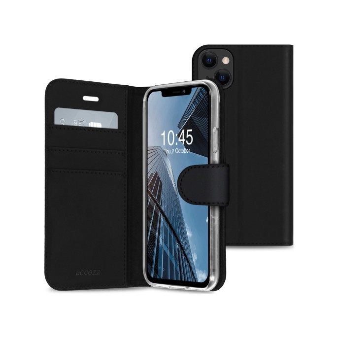 Accezz wallet softcase bookcase iphone 13 mini - zwart Accezz wallet softcase bookcase iphone 13 mini - zwart