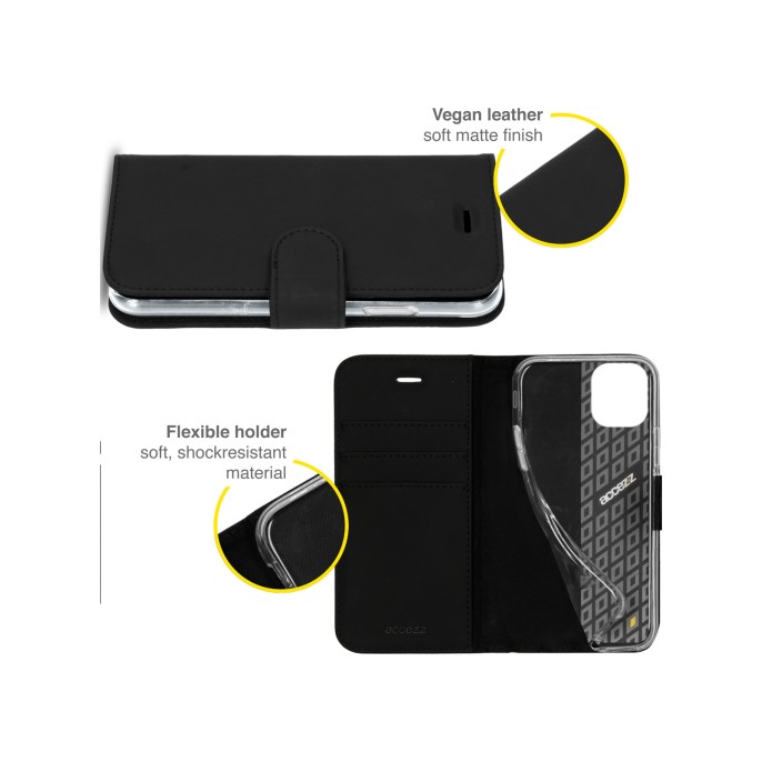 Accezz wallet softcase bookcase iphone 13 mini - zwart Accezz wallet softcase bookcase iphone 13 mini - zwart